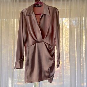 ZARA WOMAN LIGHT PINK SHORT SATIN EFFECT DRESS SIZE Large